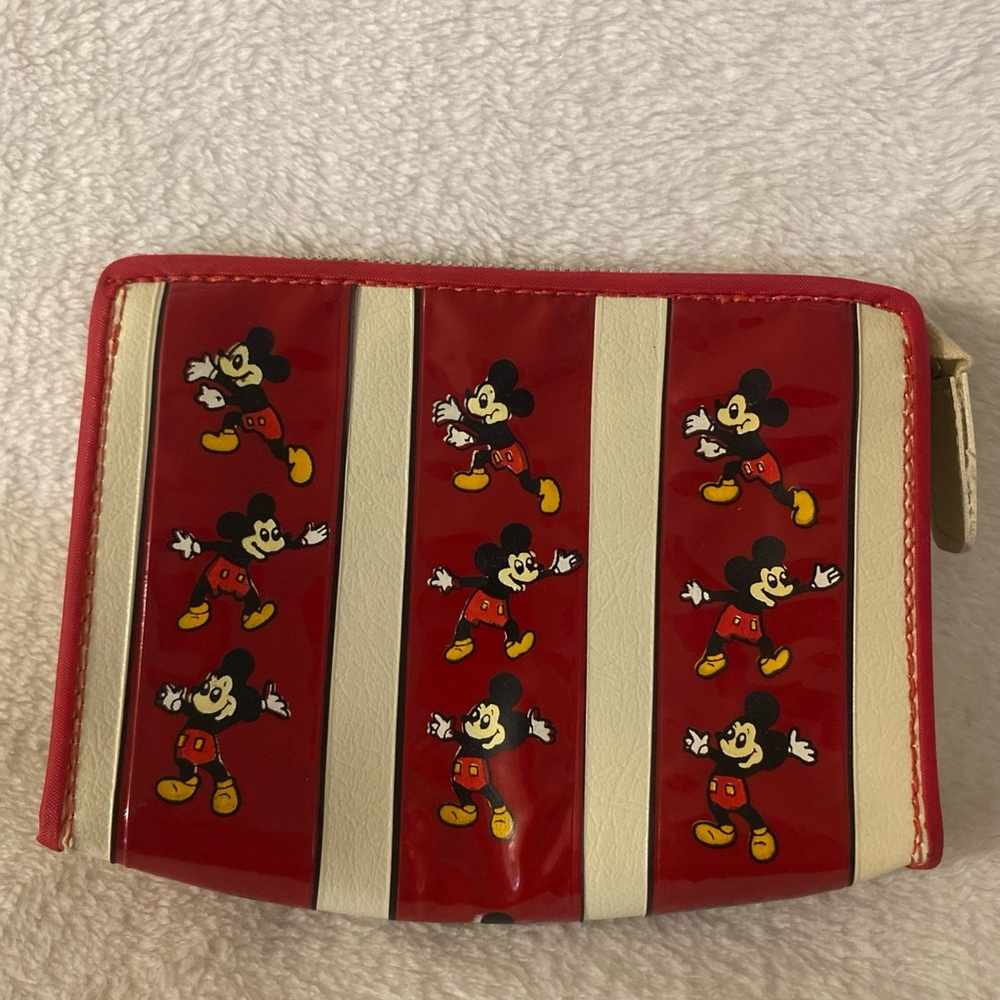Vintage Mickey Mouse Vinyl Bag 1968 Red with Cream - Walt Disney Productions
